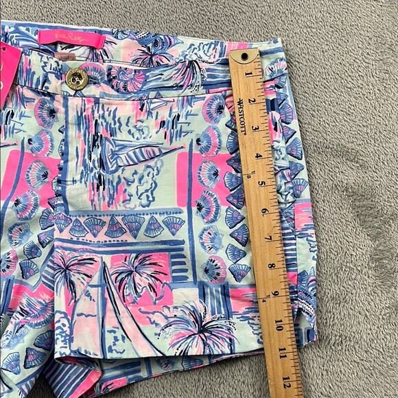 NEW Lilly Pulitzer 4 Adie Ruffle Pocket Stretch Women's Whisper Blue Shorts - Picture 2 of 13